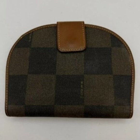 FENDI Checkerboard Canvas & Leather Wallet | Brown - Picture 1 of 17